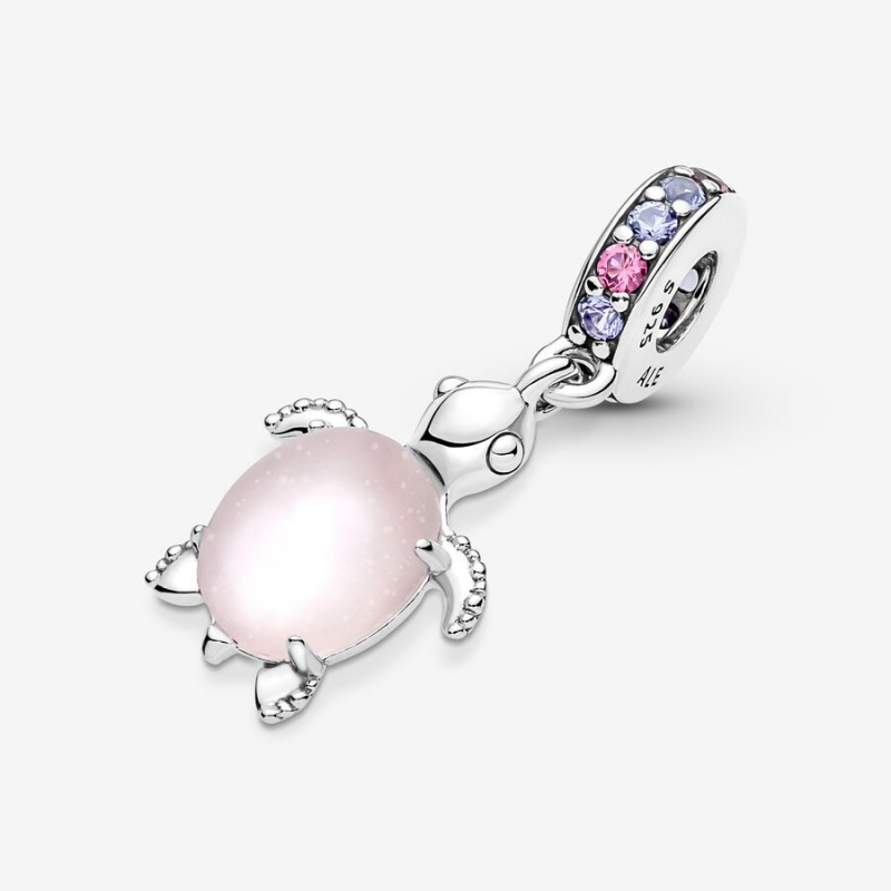 Pandora Murano Glass Pink Sea Turtle Dangle Charms Sterling silver | 39420-NBIX