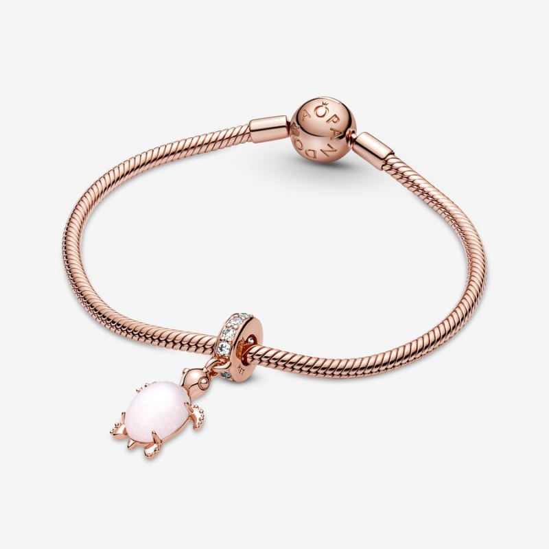 Pandora Murano Glass Pink Sea Turtle Dangle Charms Rose gold plated | 47819-WTZG