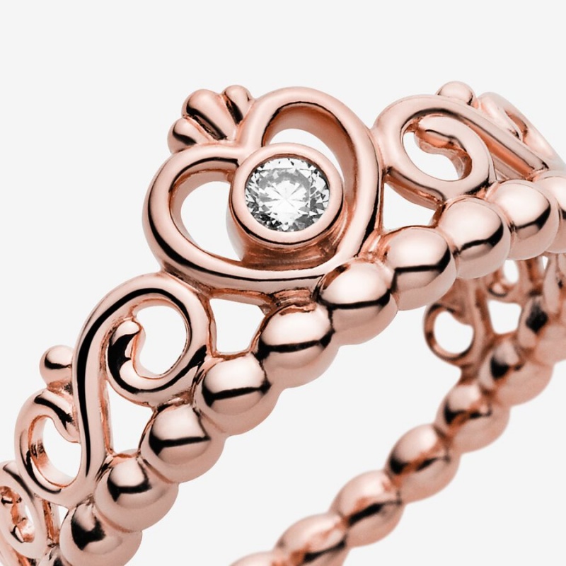 Pandora My Princess Tiara in with CZ Heart & Promise Rings Rose gold plated | 65713-GLDV