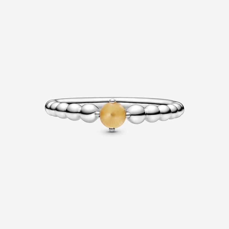 Pandora November Honey Beaded Birthstone Rings Sterling silver | 26987-JAHV