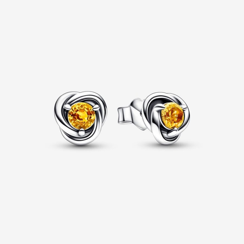Pandora November Honey Eternity Circle Stud Earrings Sterling silver | 42097-HBWT
