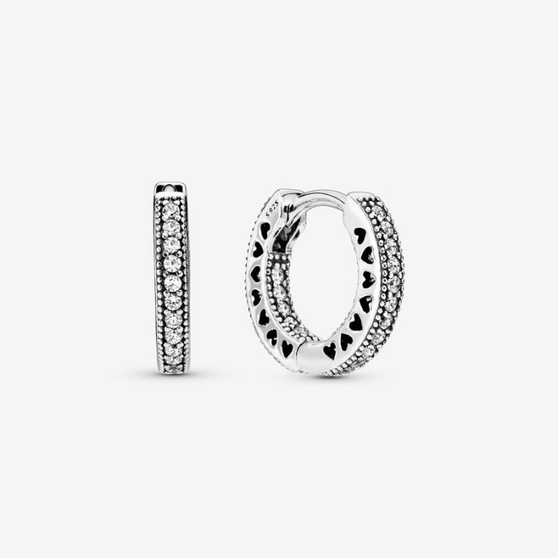 Pandora Pave Hoop Earrings Sterling silver | 35214-QUJV