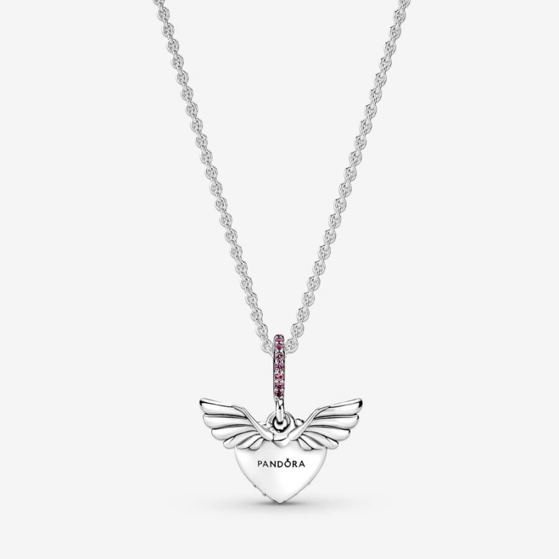 Pandora Pave & Angel Wings Pendant Necklaces Sterling silver | 95761-UXWP