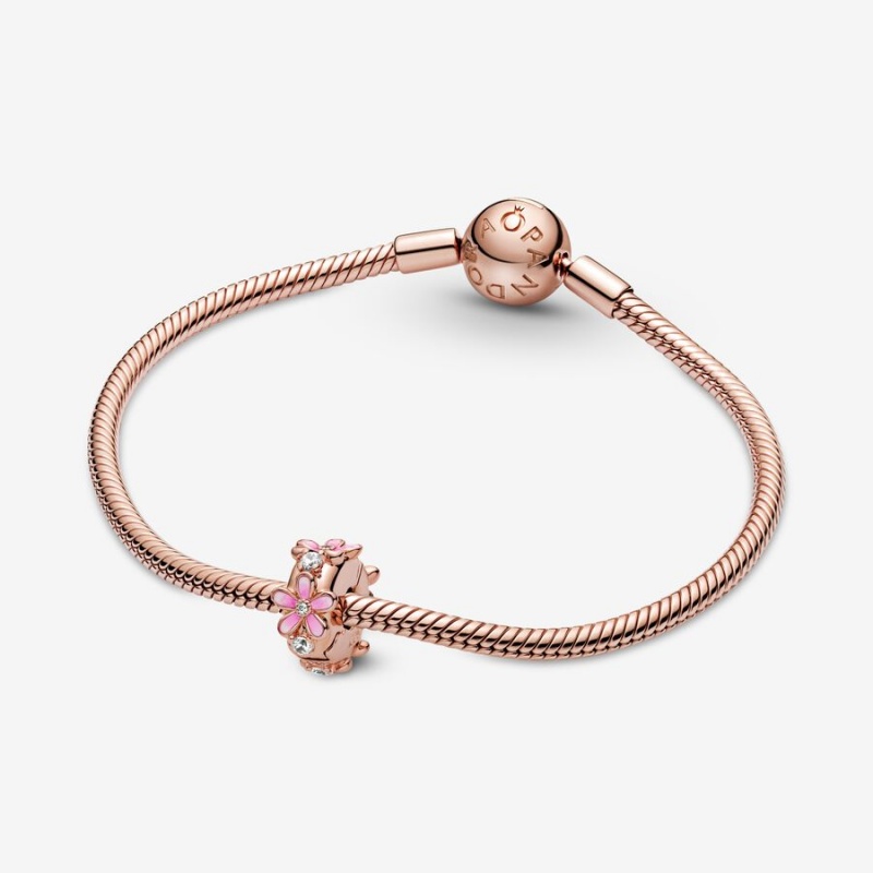 Pandora Pink Daisy Clip Clips Rose gold plated | 30689-ZOLB