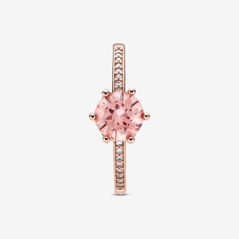 Pandora Pink Sparkling Crown Halo & Solitaire Rings Rose gold plated | 08632-LWEQ