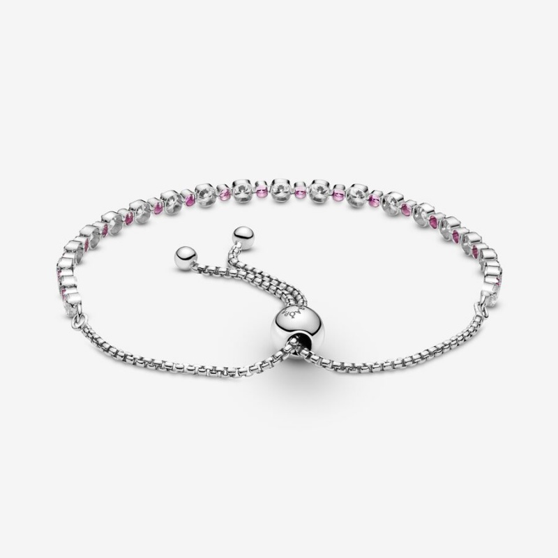 Pandora Pink & Clear Sparkle Slider Sliding Bracelets Sterling silver | 01574-RCSV