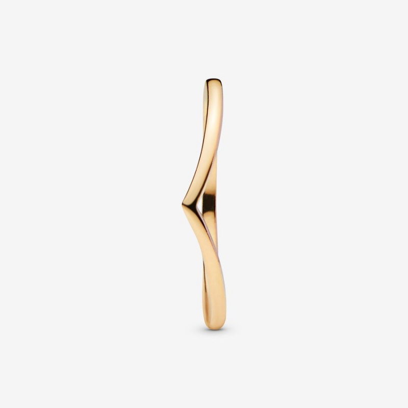 Pandora Polished Wishbone Stackable Rings Gold plated | 39057-ZJCF