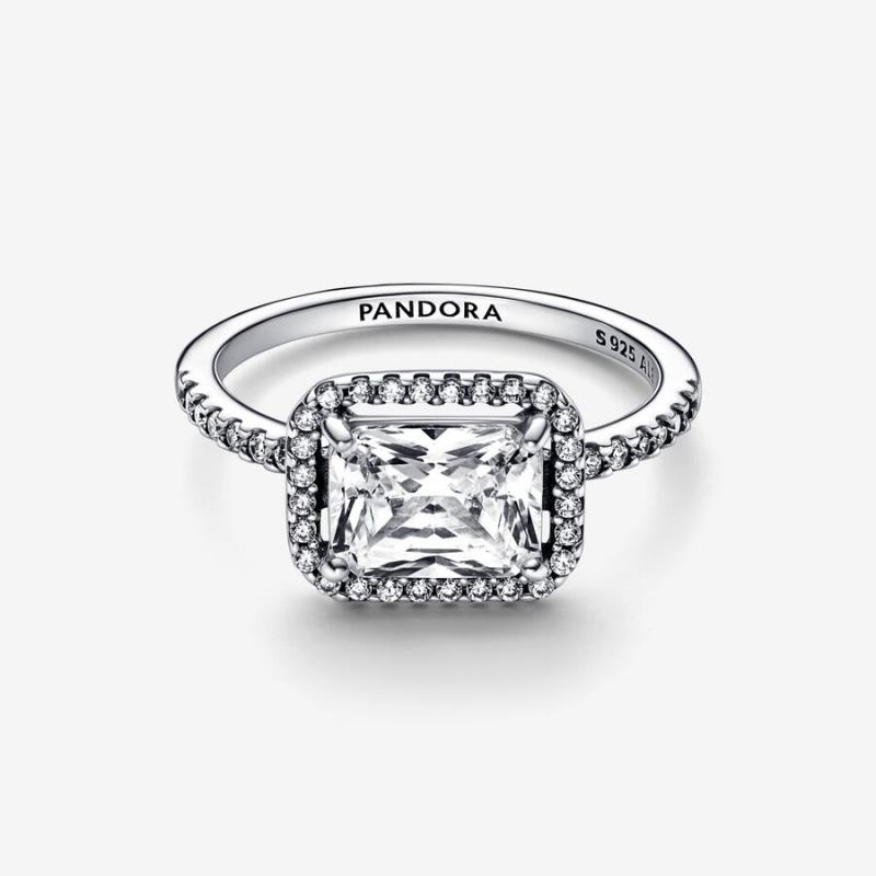 Pandora Rectangular Sparkling Statement Rings Sterling silver | 35260-OFVK