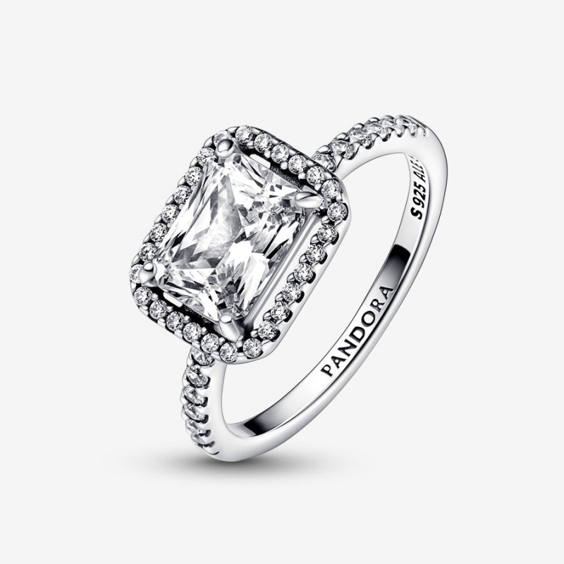 Pandora Rectangular Sparkling Statement Rings Sterling silver | 35260-OFVK