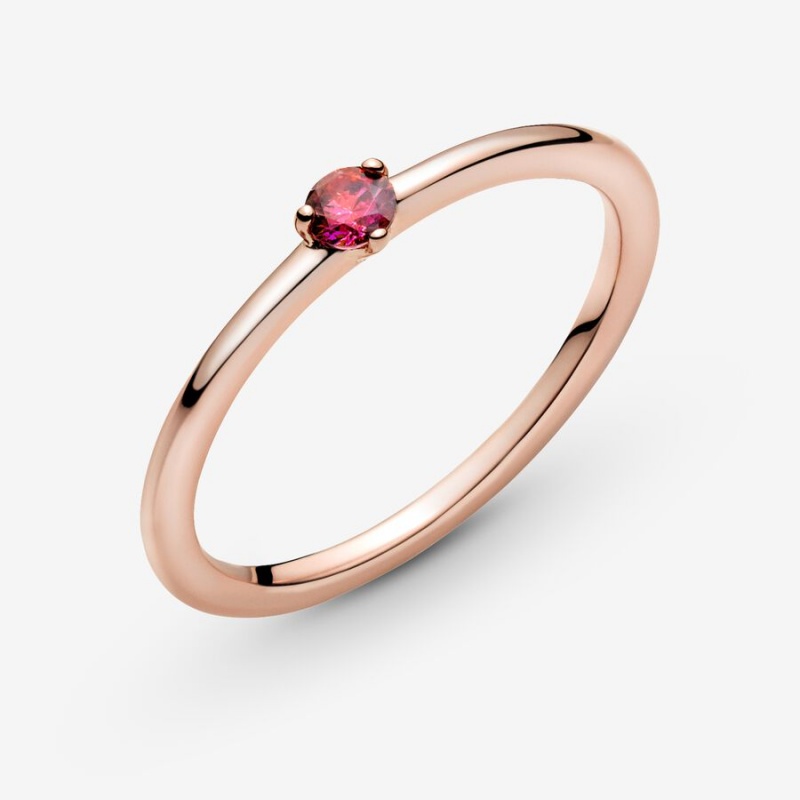 Pandora Red Halo & Solitaire Rings Rose gold plated | 17283-QSMV