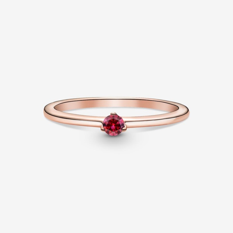 Pandora Red Halo & Solitaire Rings Rose gold plated | 17283-QSMV