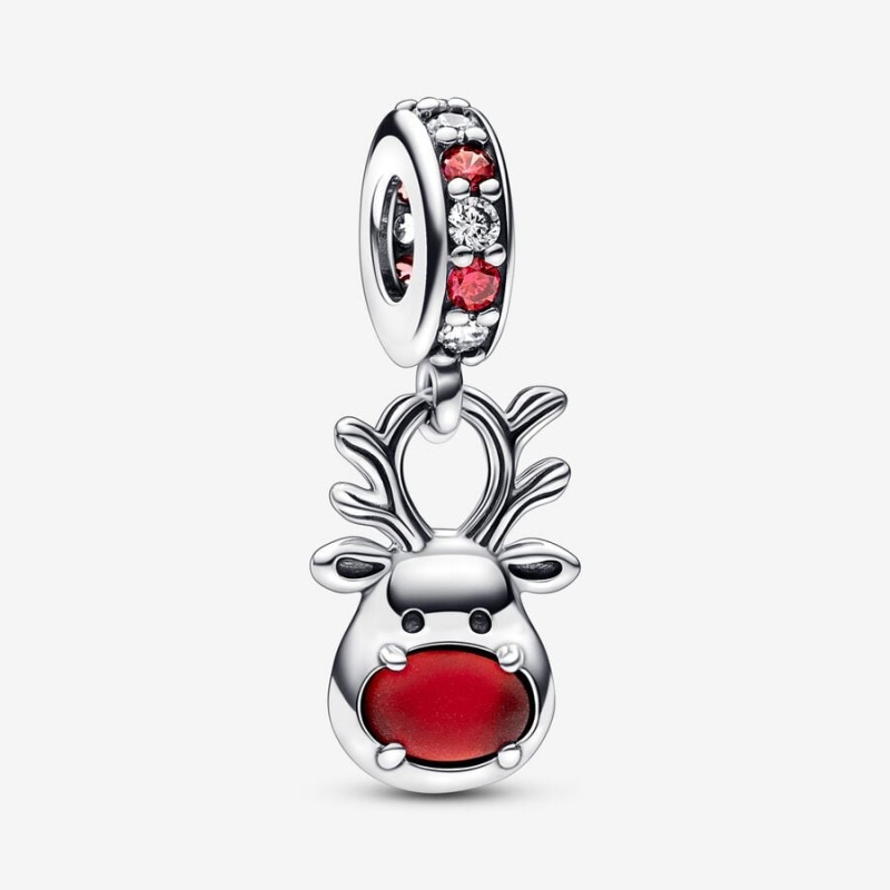 Pandora Red Nose Reindeer Murano Dangle Charms Sterling silver | 78594-VEBI