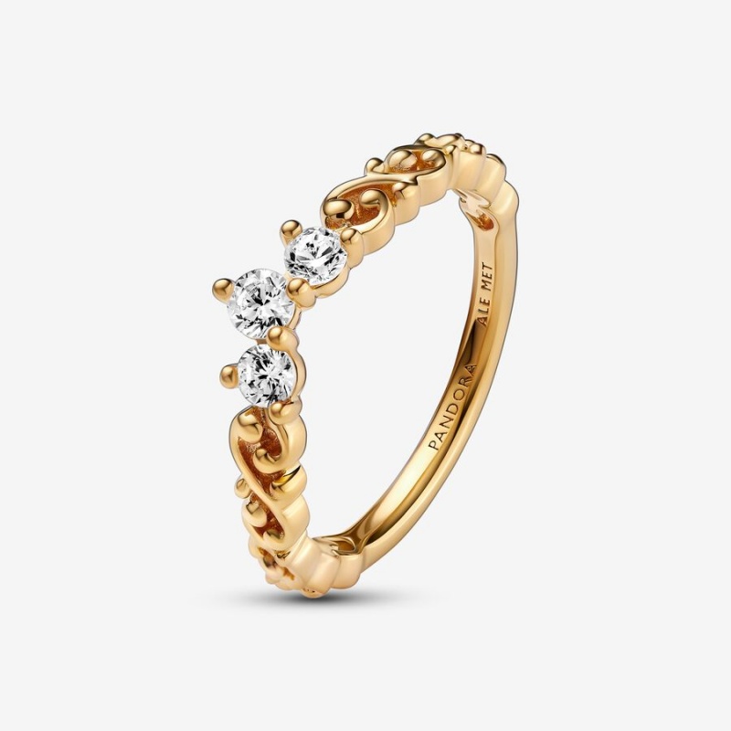 Pandora Regal Swirl Tiara Heart & Promise Rings Rose gold plated | 95126-JEXR