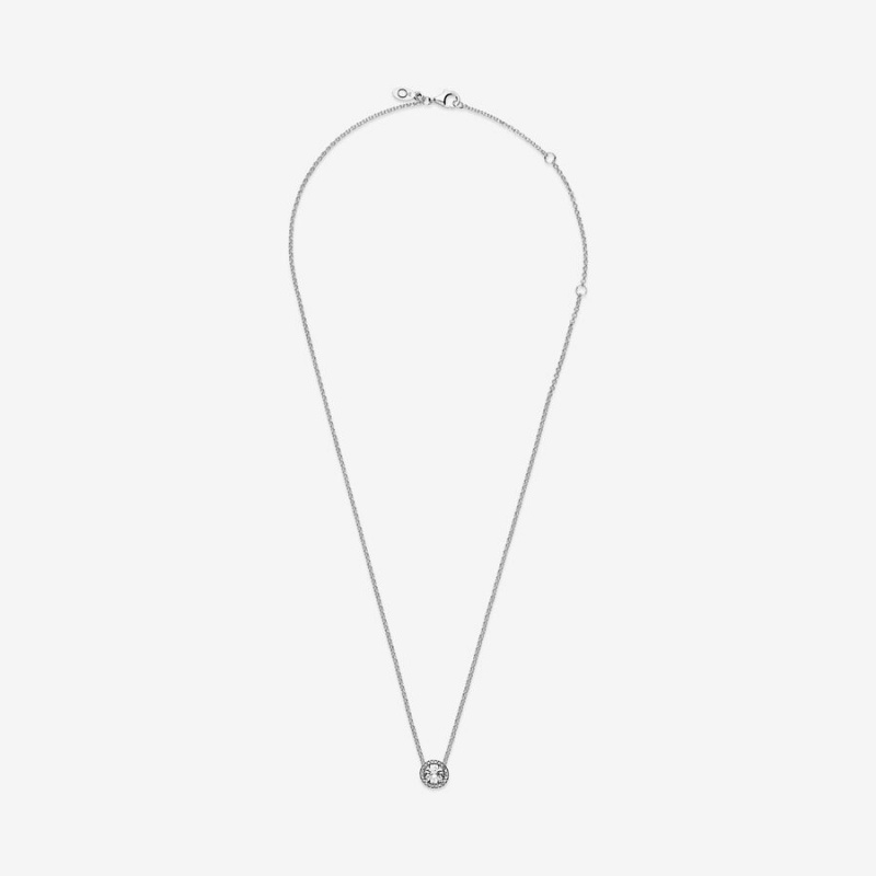 Pandora Round Sparkle Chain Necklaces Sterling silver | 91740-DRLM