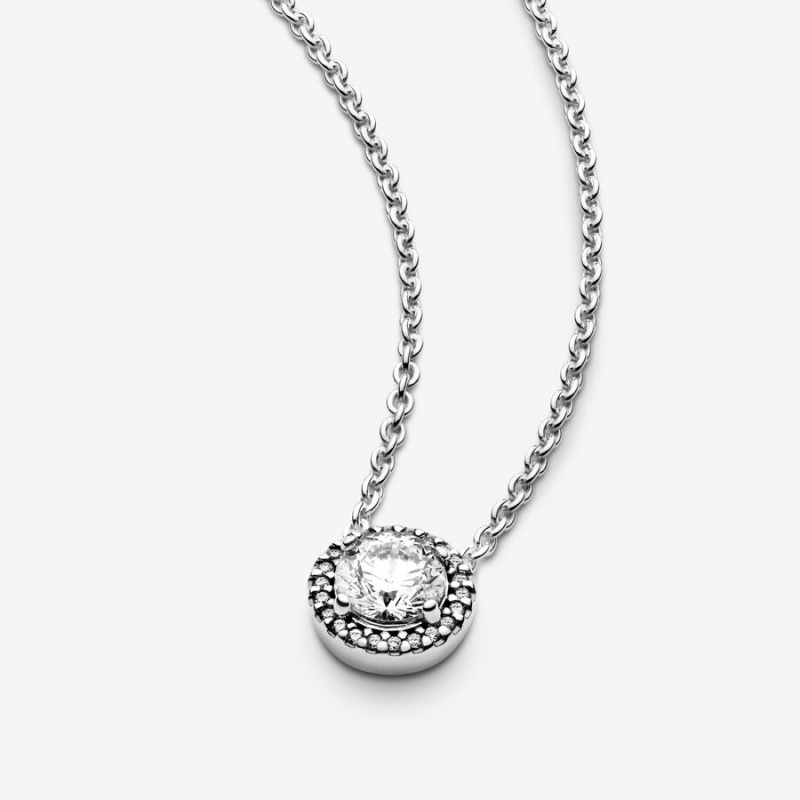 Pandora Round Sparkle Chain Necklaces Sterling silver | 91740-DRLM