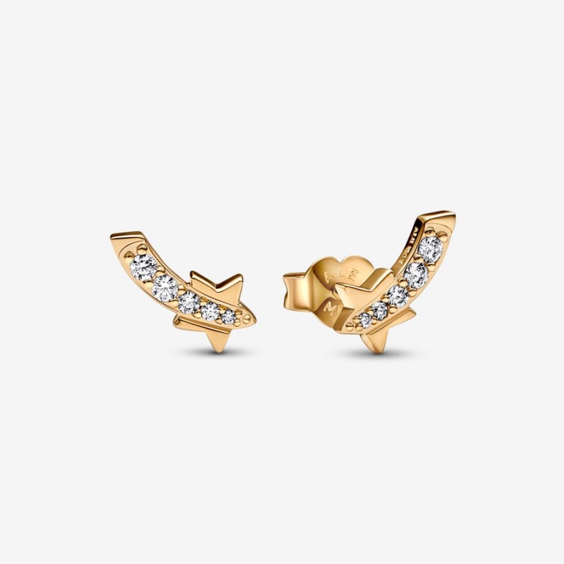Pandora Shooting Star Pave Stud Earrings Gold plated | 74892-LAKI