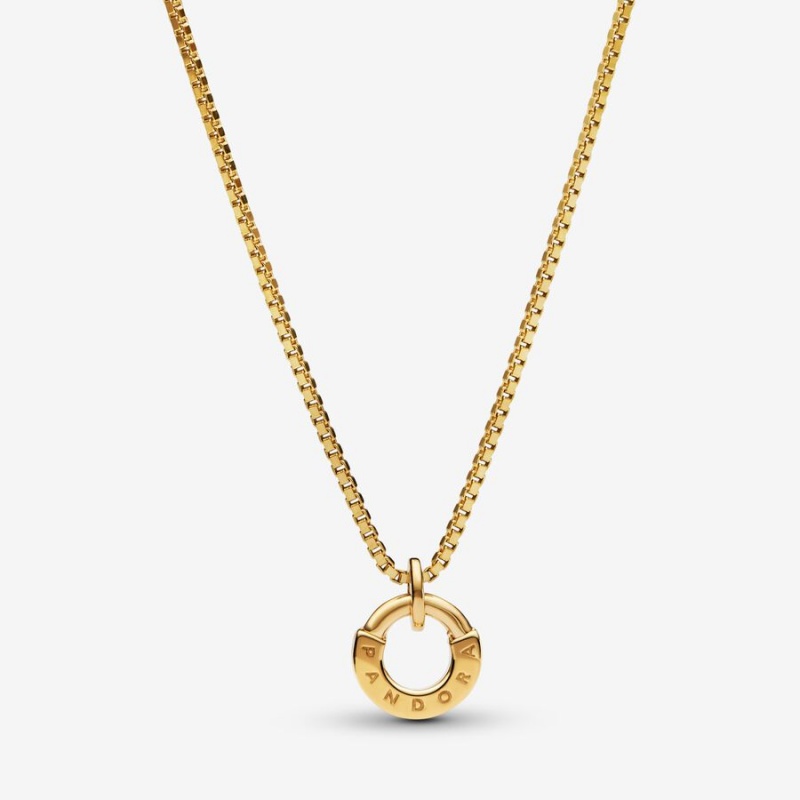 Pandora Signature I-D Collier & Pendant Necklaces Gold | 98176-NRBH