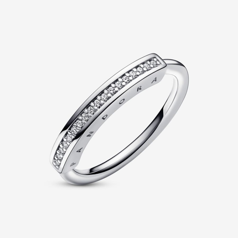 Pandora Signature I-D Pave Stackable Rings Sterling silver | 01973-GEND