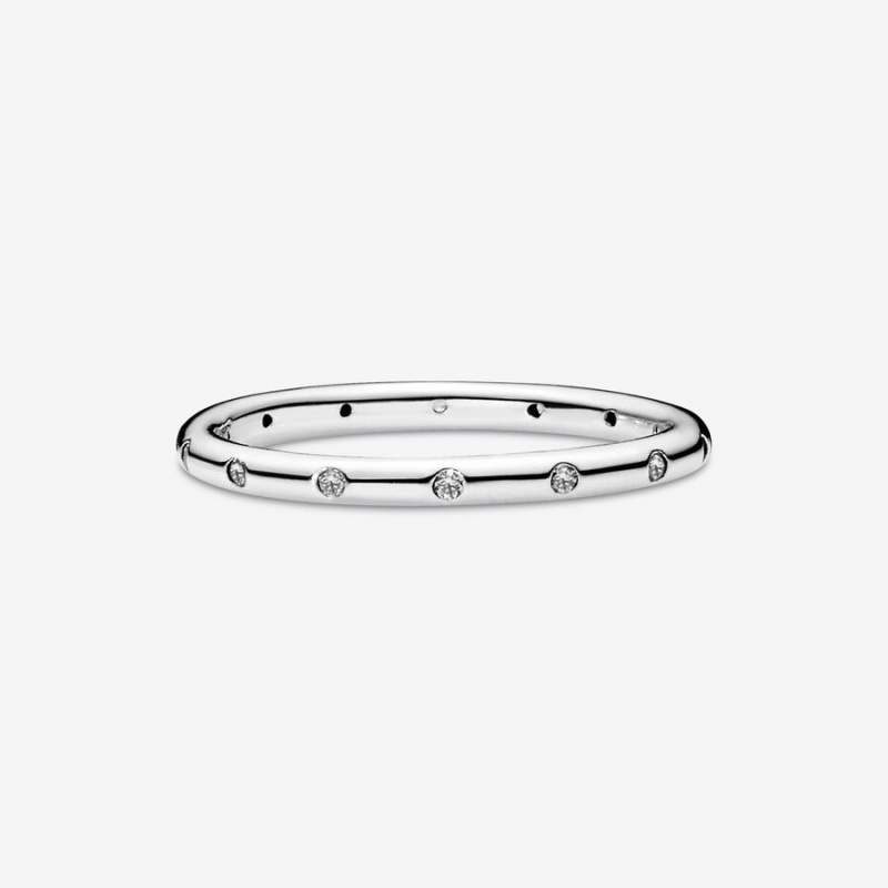 Pandora Simple Sparkling Band Rings Sterling silver | 71542-EFJL