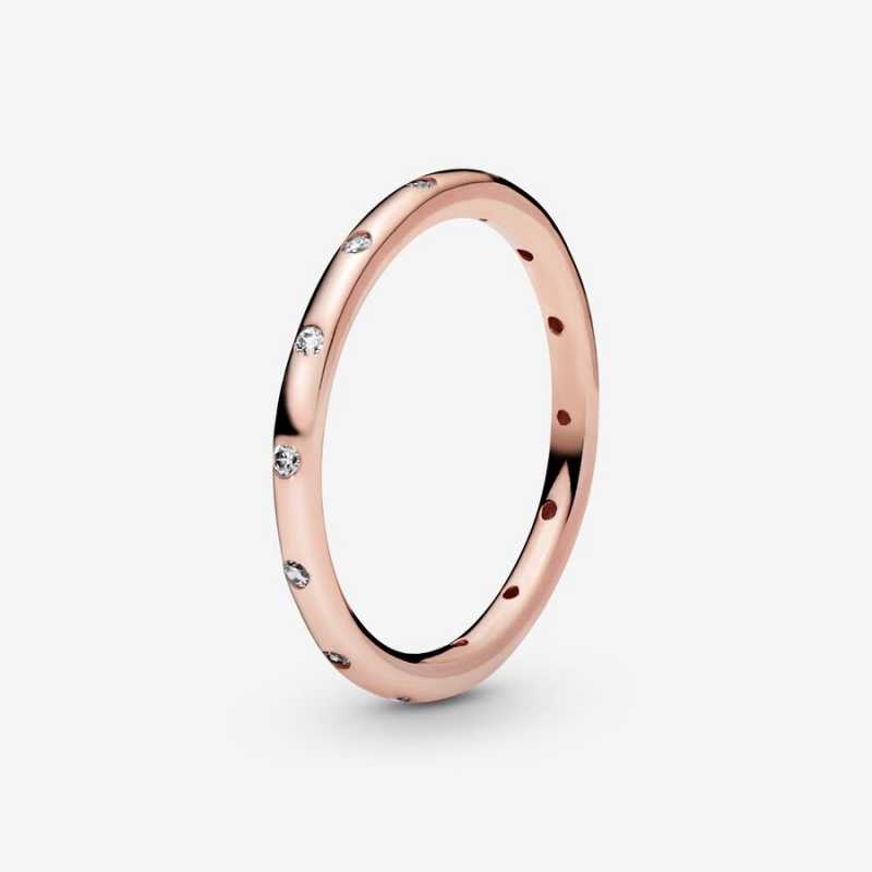 Pandora Simple Sparkling Stackable Rings Rose gold plated | 32480-GEMT