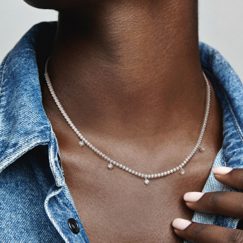 Pandora Sparkling Collier Chain Necklaces Sterling silver | 05461-LHEJ