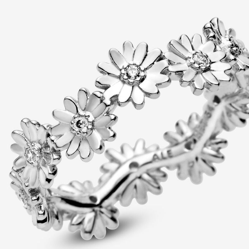 Pandora Sparkling Daisy Flower Crown Band Rings Sterling silver | 64723-ZYUP