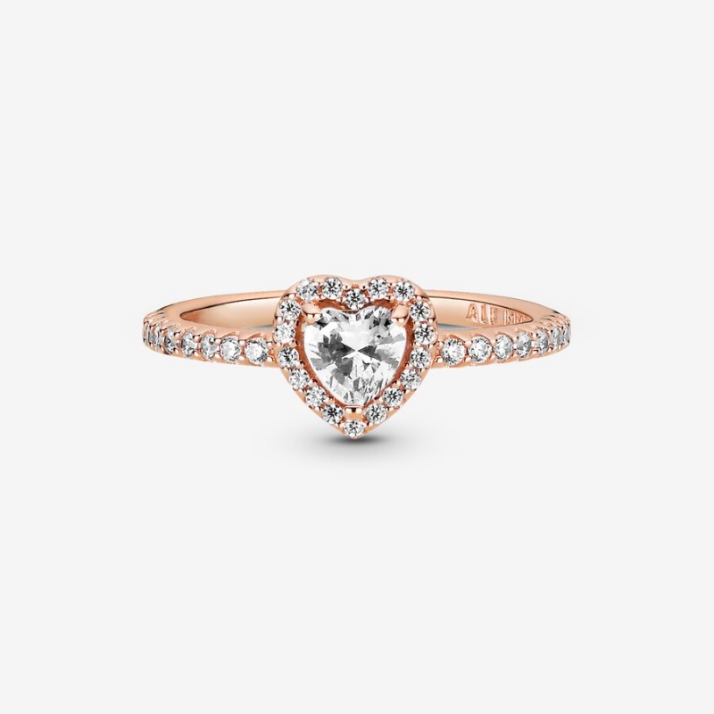 Pandora Sparkling Elevated Halo & Solitaire Rings Rose gold plated | 03984-PXTM