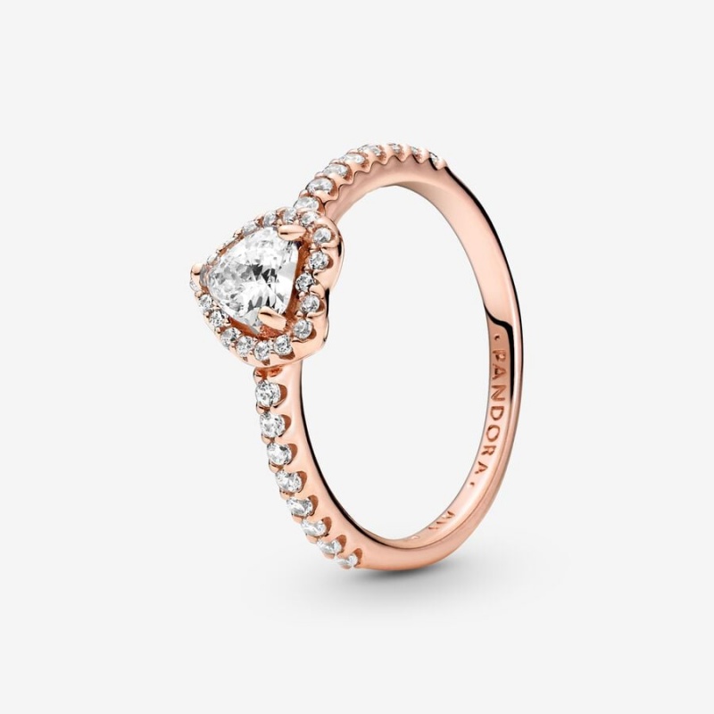 Pandora Sparkling Elevated Halo & Solitaire Rings Rose gold plated | 03984-PXTM