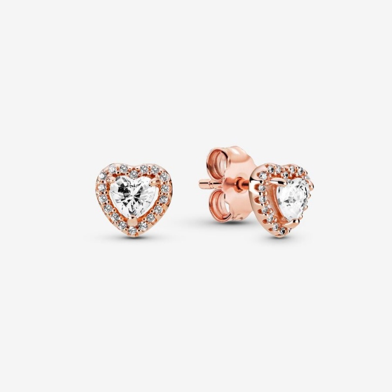 Pandora Sparkling Elevated Heart & Promise Rings Rose gold plated | 30589-OMKR