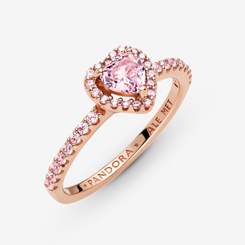 Pandora Sparkling Elevated Heart & Promise Rings Rose gold plated | 06271-UMTH