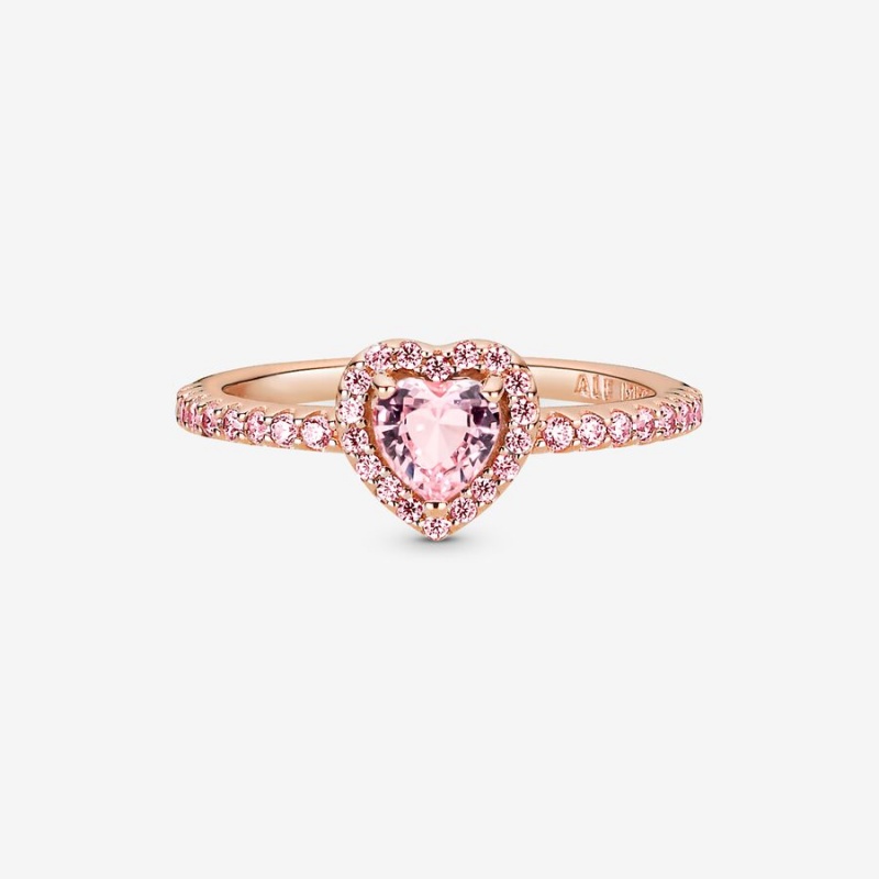 Pandora Sparkling Elevated Heart & Promise Rings Rose gold plated | 06271-UMTH