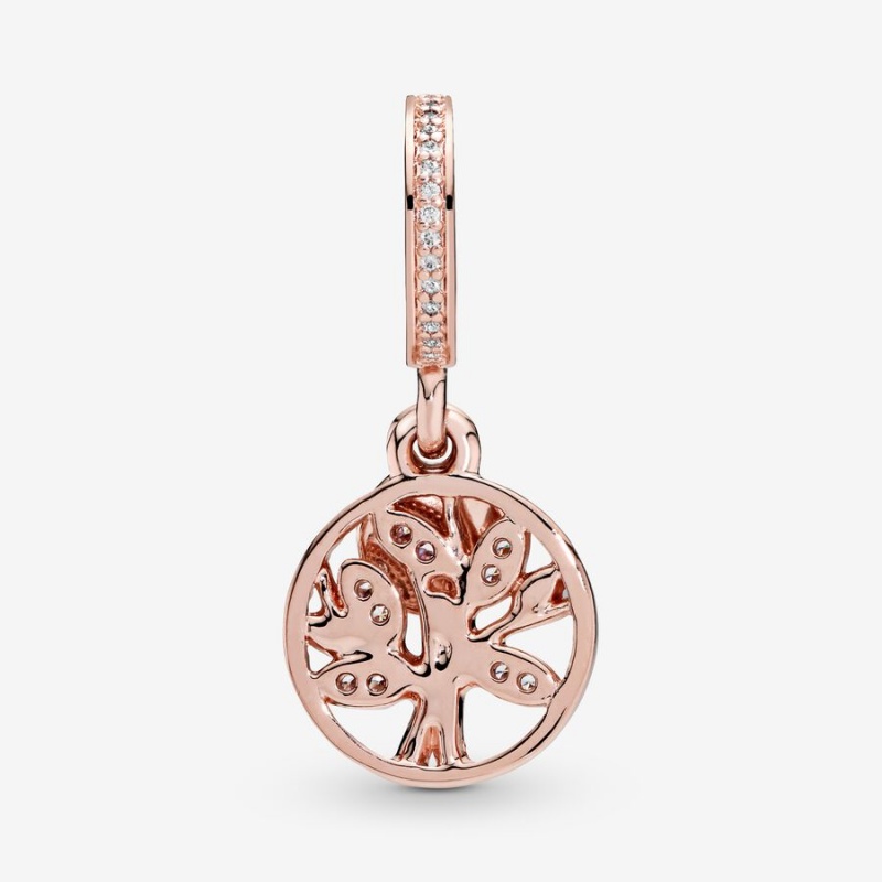 Pandora Sparkling Family Tree Dangle Charms Rose gold plated | 91205-BUQY