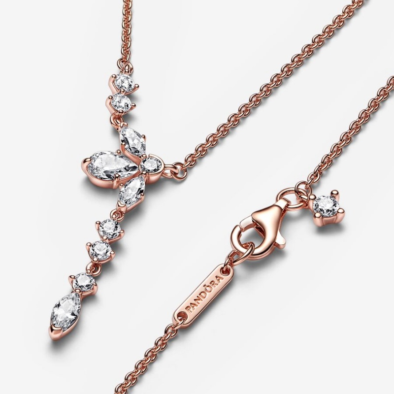 Pandora Sparkling Herbarium Cluster Collier Chain Necklaces Rose gold plated | 38024-TLGH