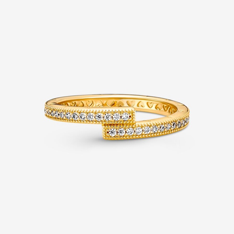 Pandora Sparkling Overlapping Stackable Rings Gold plated | 36984-VJTR