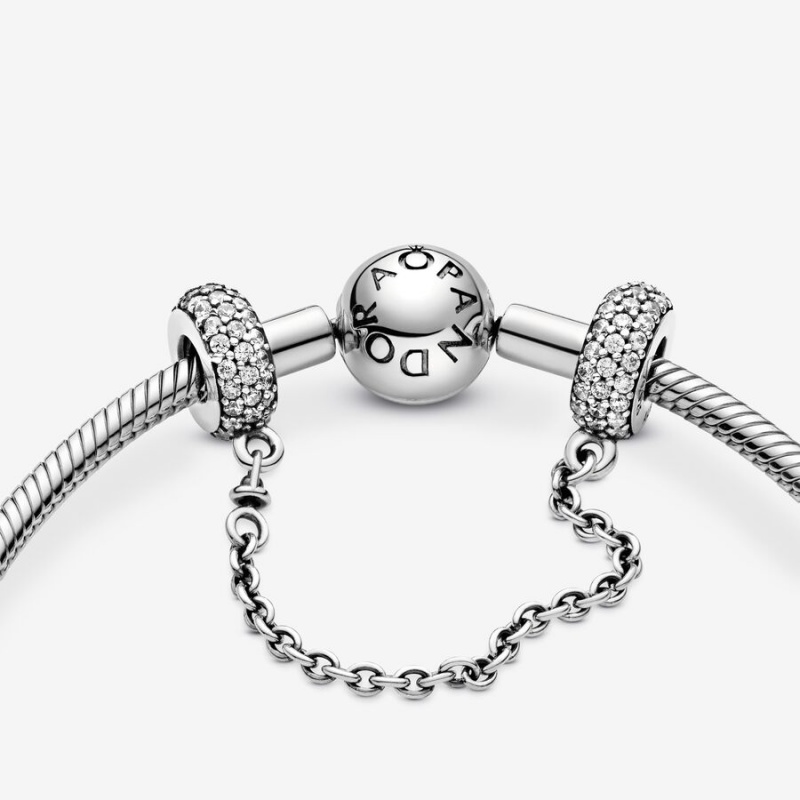 Pandora Sparkling Pave Safety Chains Sterling silver | 61340-ZBAK