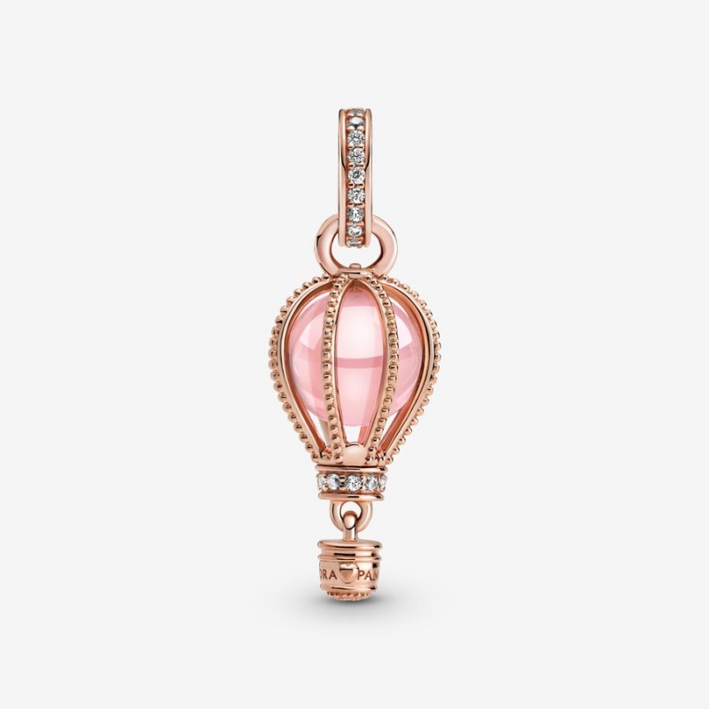 Pandora Sparkling Pink Hot Air Balloon Dangle Charms Rose gold plated | 57142-CBFN