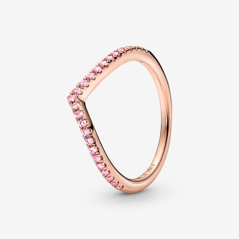Pandora Sparkling Pink Wishbone Ring Sets Multicolor | 43850-EGAJ
