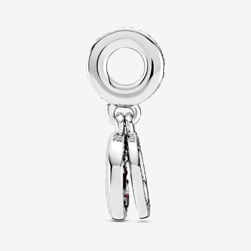 Pandora Sparkling Red Disc Double Dangle Charms Sterling silver | 46985-GNVD