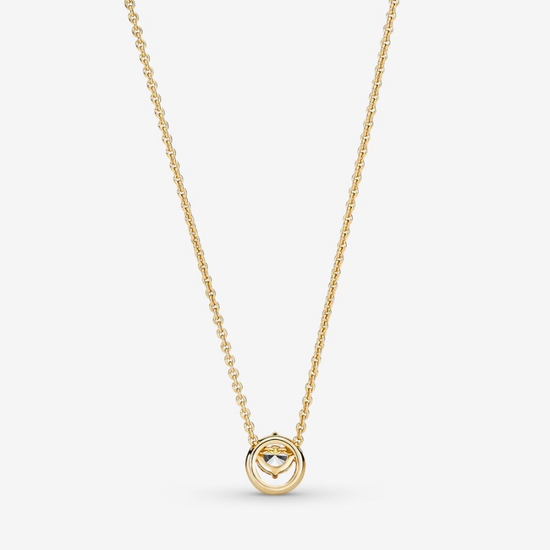 Pandora Sparkling Round Collier Pendant Necklaces Gold plated | 57934-WKJD