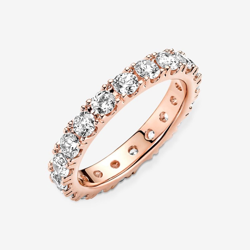 Pandora Sparkling Row Eternity Band Rings Rose gold plated | 52174-SICO