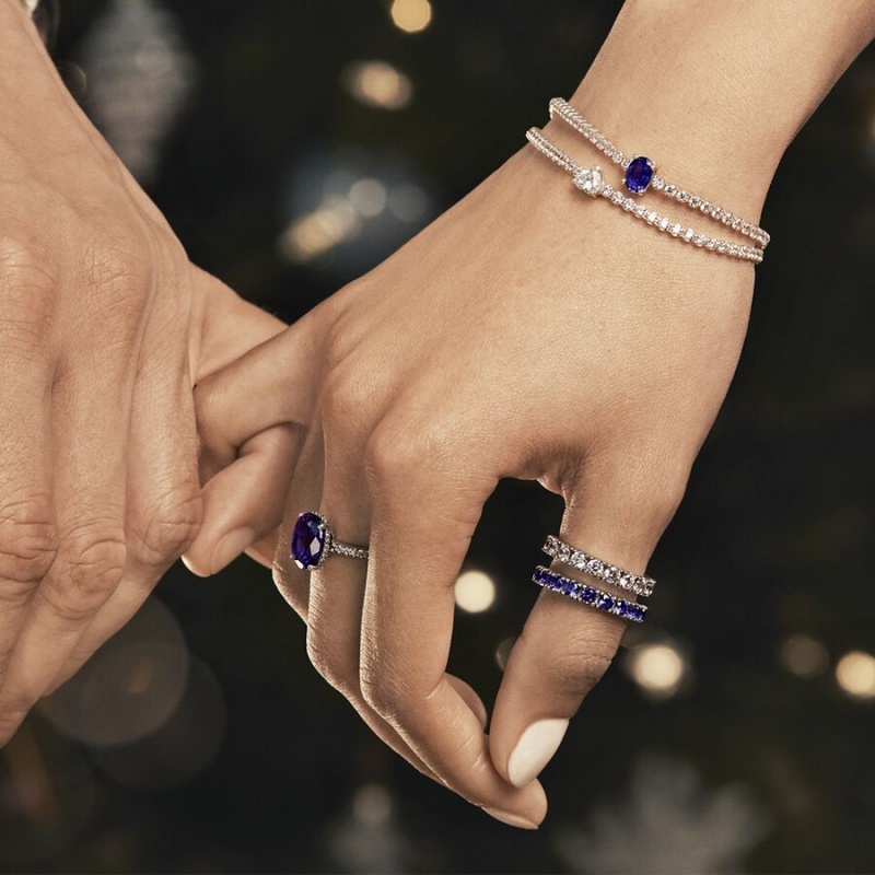 Pandora Sparkling Row Eternity Ring Sets Multicolor | 37265-AXQV