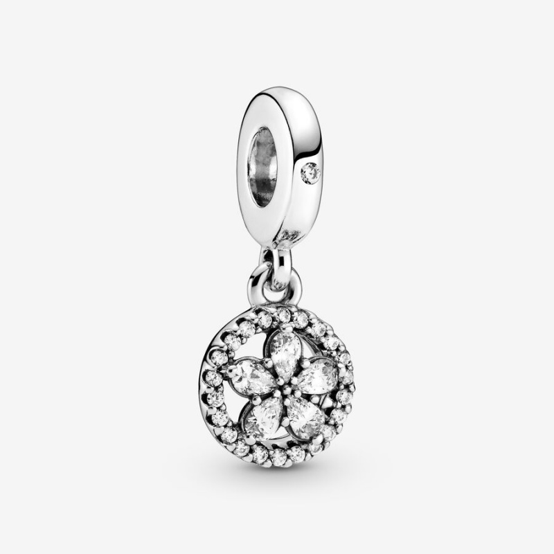 Pandora Sparkling Snowflake Circle Dangle Charms Sterling silver | 54316-EUPO