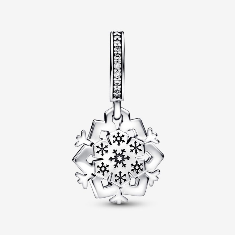 Pandora Sparkling Snowflake Double Dangle Charms Sterling silver | 36410-JIVC