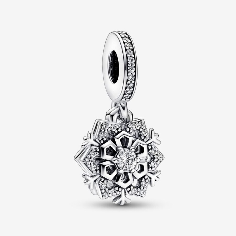 Pandora Sparkling Snowflake Double Dangle Charms Sterling silver | 36410-JIVC