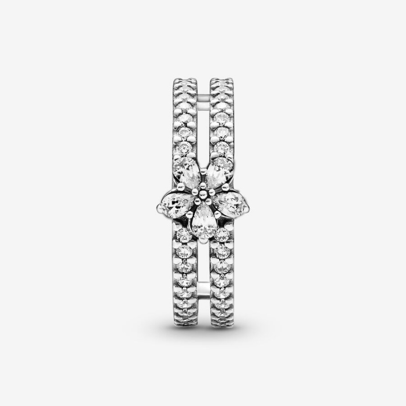 Pandora Sparkling Snowflake Double Statement Rings Sterling silver | 78016-MLCN