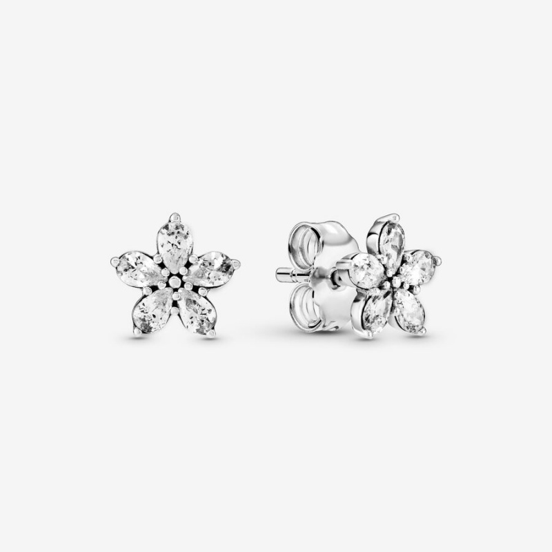 Pandora Sparkling Snowflake Stud Earrings Sterling silver | 71645-ZKNB