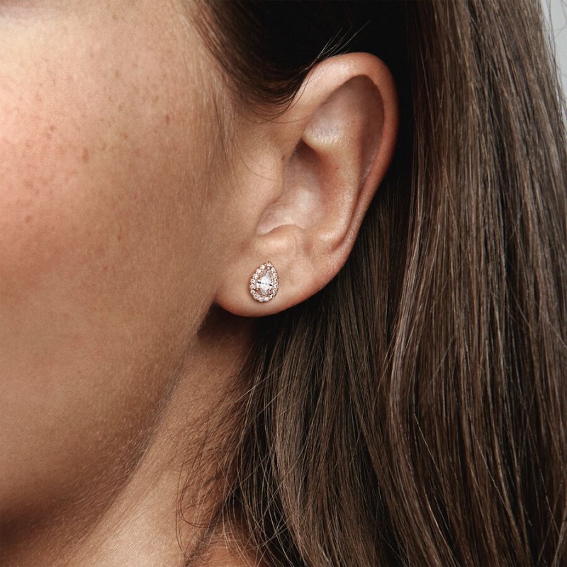 Pandora Teardrop Stud Earrings Rose gold plated | 46358-AKPE
