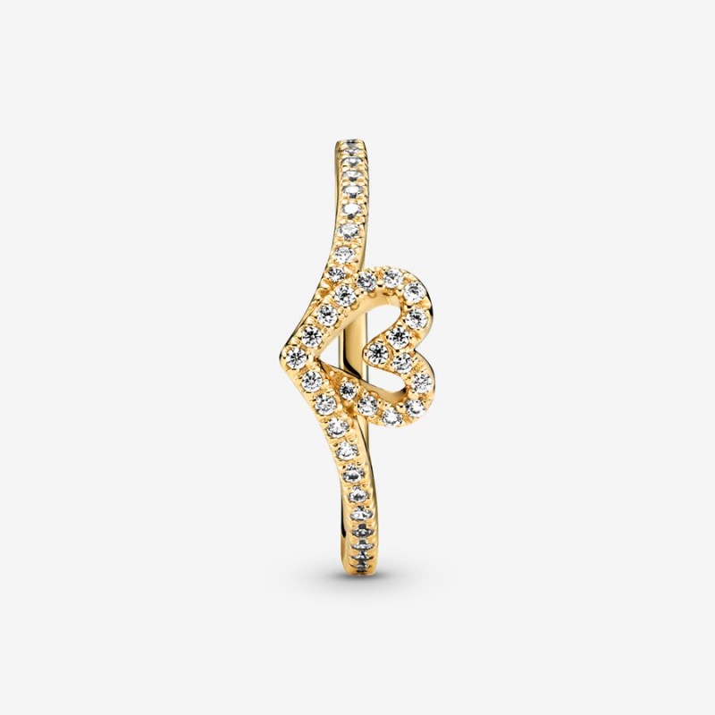Pandora Timeless Wish Sparkling Heart & Promise Rings Gold plated | 79136-ROEC