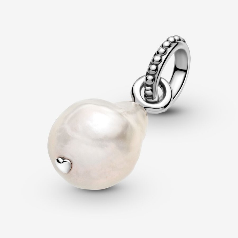 Pandora Treated Freshwater Cultured Baroque Pearl Hoop Earrings Sterling silver | 92173-OPUV