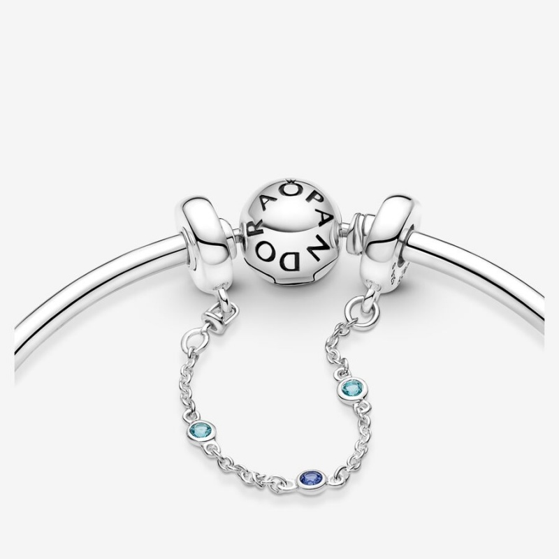 Pandora Triple Blue Stone Safety Chains Sterling silver | 28735-WGFA
